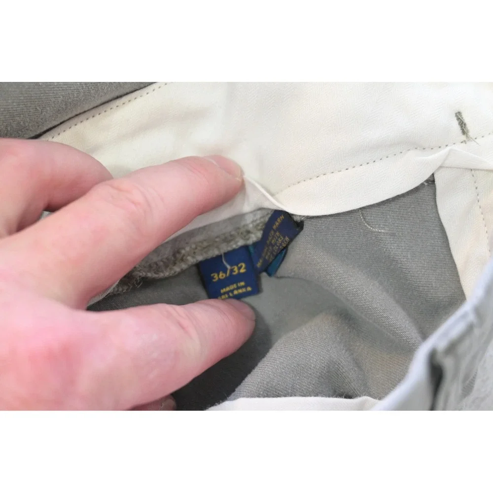 Polo Ralph Lauren Chinos Mens 36x32 Gray Classic Fit Cotton Pants Excellent